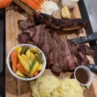 Tomahawk Steak for two. Perfectly cooked.