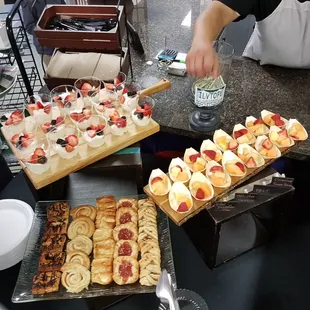 a table of food being prepared