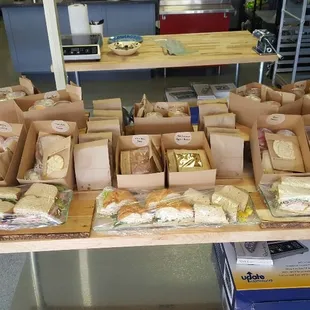 We offer seasonal salads, sandwiches and entree at our local farmers market in Fiahers.