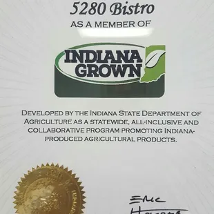 We are a proud member of Indiana Grown.  We use and resource products been grown and produced right here in Indiana!