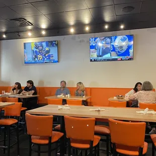 Nice interior. Good spot to watch the game.