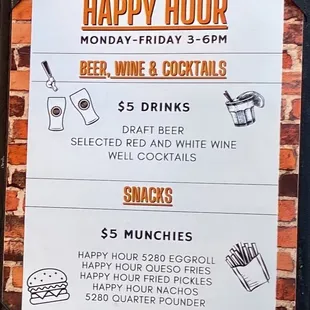 Happy Hour Menu!