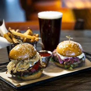 When you can&apos;t decide, get two jumbo sliders of your choosing! Get a side of fries for the table and a cold brew for yourself, too!