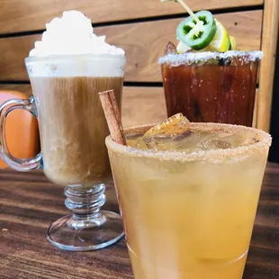 Irish Coffee, Bloody Mary, Cider Cocktail.