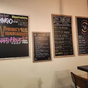 menus on the wall
