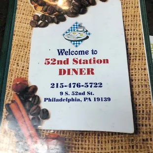 the menu for the second station diner