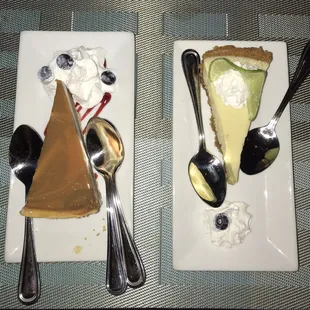 Salted caramel cheesecake and key lime pie