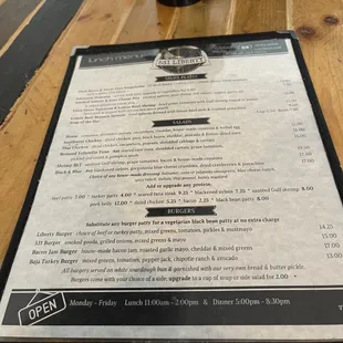 a menu on a table