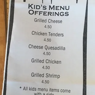 Kids Menu