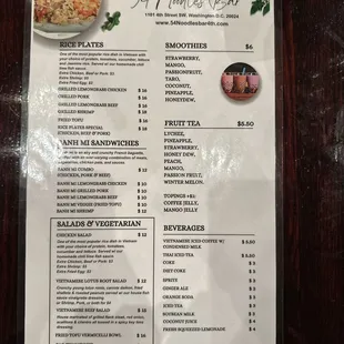 Menu (back side)