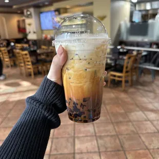Vietnamese Iced Coffee with Condensed Milk, boba, and coffee jelly.