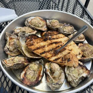 Char-grilled oysters