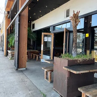 Entrance to the restaurant. You can get tables outside or inside.