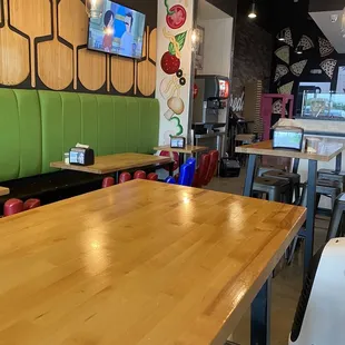 Seating area of the pizzeria.