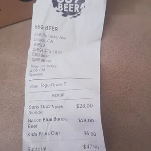 This is the tab I was harassed to pay for by the aggressive &amp; unprofessional foul  waitress that works at the place.