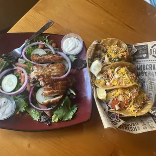 Chicken salad and chicken tacos