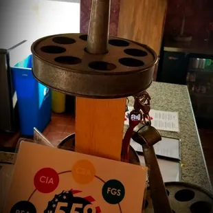 Beer flights come in these metal trays..