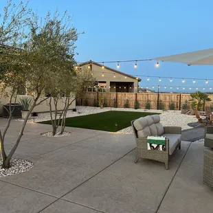 View looking towards the privacy shrubs along fence line. Will be even better as the plants mature.