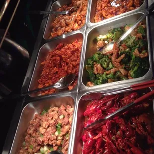 a variety of dishes of food