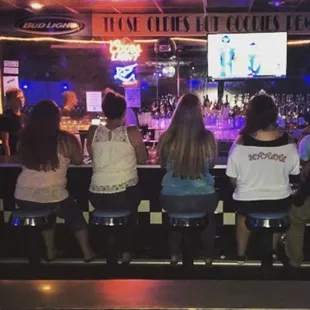 a group of people sitting at a bar