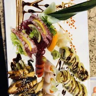 Thunder Roll &amp;eel.octopus sashimi