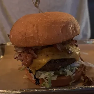 Kraft burger, add bacon