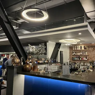 a view of the bar area of a restaurant