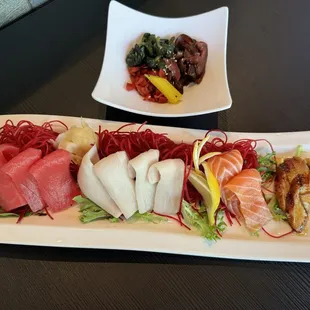 Oshinko Moriwase and sashimi selection. Delicious