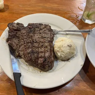 Porterhouse steak and garlic mashed potatoes