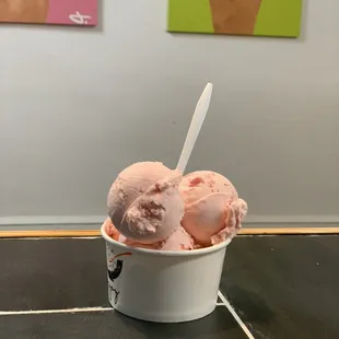 Hand dipped strawberry ice cream