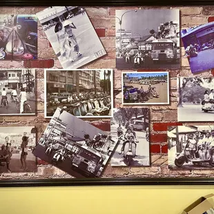 a wall of old photos