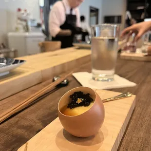 Egg custard with caviar