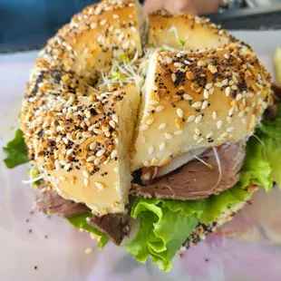 Roast Beef with Everything Bagel
