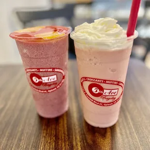 two drinks on a table