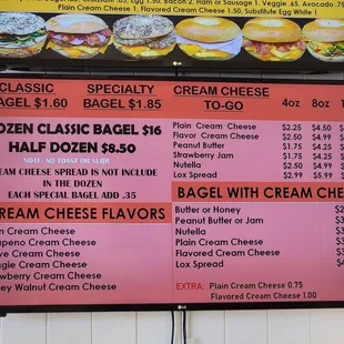 Cream cheese options