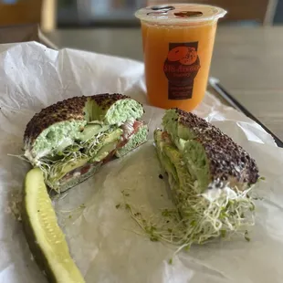 Bagel and Freshly Squeezed Orange JuiceJuice