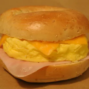 Breakfast bagel!  Grab one of our many bagel sandwiches!  Your tummy will thank you!