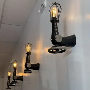 Antique Singer sewing machine converted into ambiance lighting