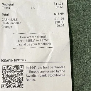 LOVE getting a history nugget with the check.