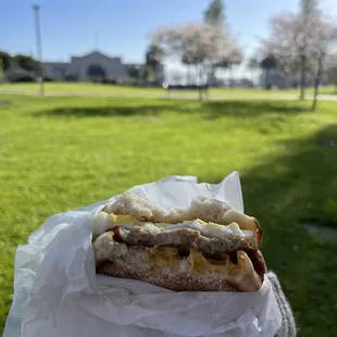 Sausage breakfast sandwich