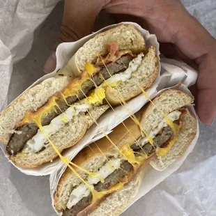 Jack hammer on plain bagel