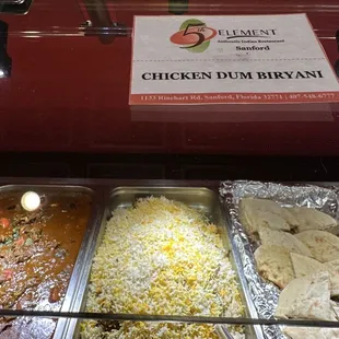 a variety of food items in a buffet