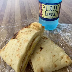 Egg and spam flatbread. Perfect.