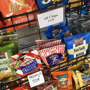 Assorted chips with assorted prices