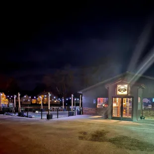 A glimpse of our patio at night