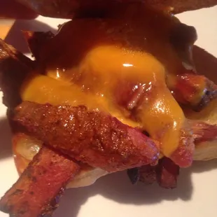 Bbq brisket with bacon and cheddar. Comes with soup. Best brisket in Wisconsin.