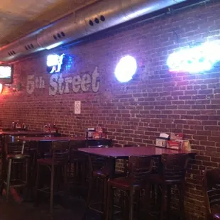 seating and neon signs