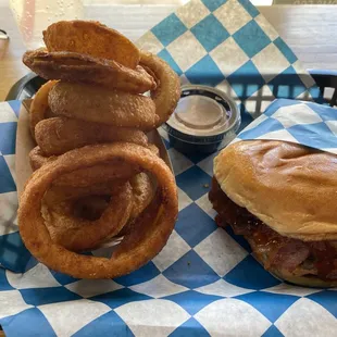 PB &amp; PJ burger With onion wings