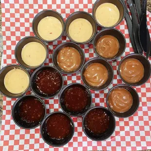 a variety of condiments