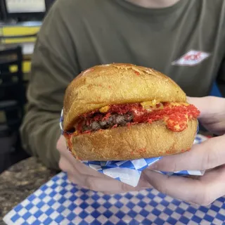 Flaming devil burger